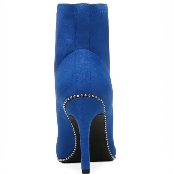 Bar lll Blue Suede Melanay Pointy Heeled Beaded Bootie Sz 8 - Picture 4 of 13